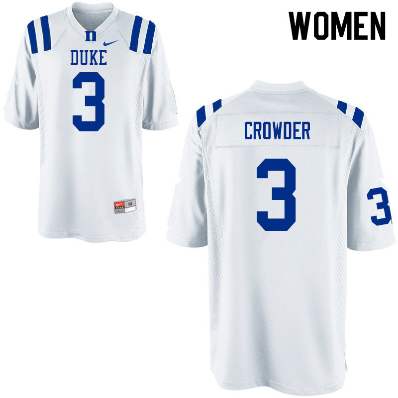 Women #3 Jamison Crowder Duke Blue Devils College Football Jerseys Sale-White